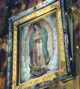 La reliquia dell'immagine della Vergine sul poncho di Juan Diego, seleziona per ingrandire