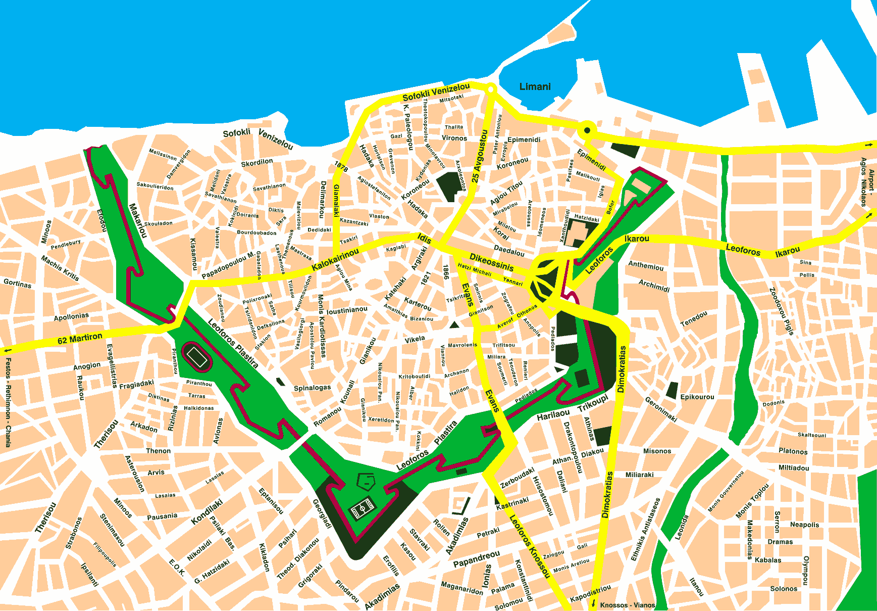 Mappa della città di Rethimnon
