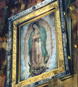 La reliquia dell'immagine della Vergine sul poncho di Juan Diego, seleziona per ingrandire